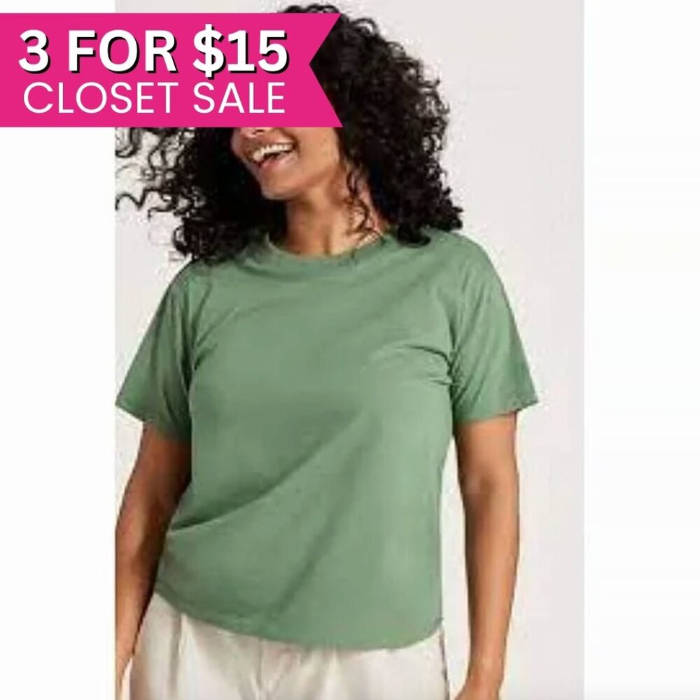 Allbirds T Shirt Women Small Cotton‎ Green Crew Neck Short Sleeve Hazy Cargo